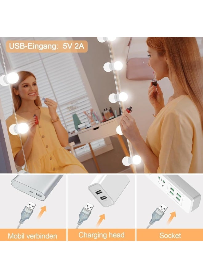 Forest Home 14 LED Hollywood Vanity Mirror Lights, Dimmable Makeup Mirror Light with 3 Color Temperatures, USB Powered Bathroom and Dressing Table Lighting with Remote Control, Perfect Gift for Women (White) - Image 5